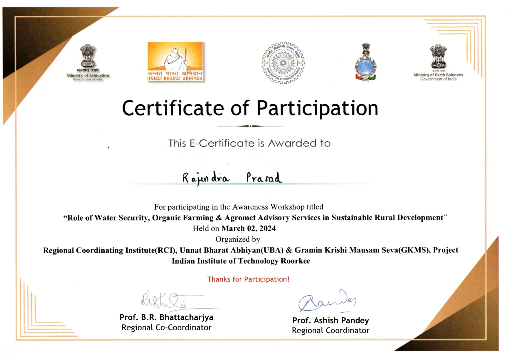 UBA Certificate RP 2